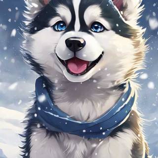 Wolf/husky kid wallpaper AI 