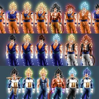 all of Goku and vegeta:Gogeta and vegeito dragon ball super and dragon ball z wallpaper