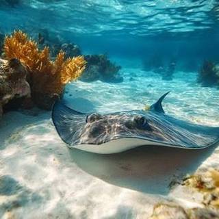 Stingray,manta,ocean,clear waters,estetic,