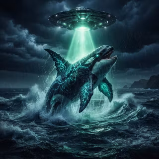 UFO uses growth ray on an Orca Whale