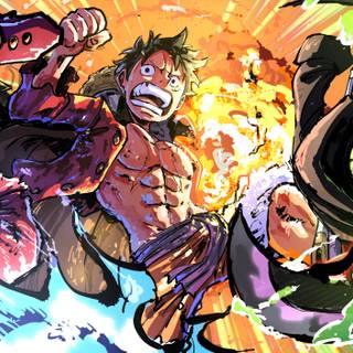 Luffy  Zoro and Sanji one piece 4k wallpaper Fighting 