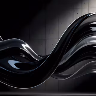 A modern 3D abstract render featuring flowing, transparent glass ribbons with smooth curves and realistic light reflections. Designed with a clean, high-tech aesthetic, perfect as a vibrant desktop background.