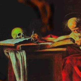 falsario di Caravaggio-Saint Jerome writing wall