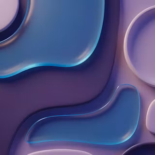 Deep Violet Liquid Glass Composition - A moody, dark-mode abstract 3D render with glowing translucent glass forms overlaying rich indigo, violet, and dark purple geometric elements.