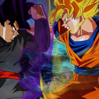 Goku black Base form  vs Goku super Saiyan fight from dragon ball super 