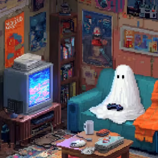 Neon gaming ghost