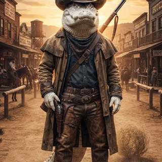 Cowboy Sheriff White Alligator