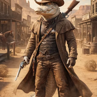 Cowboy Sheriff White Crocodile
