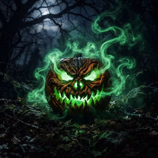 Large Orange Pumpkin with Green Smoke