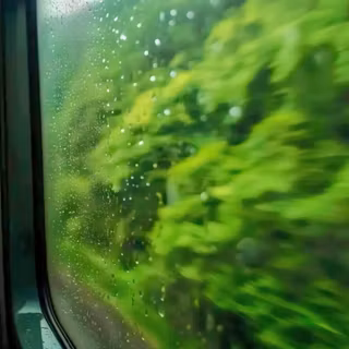 train, window, road, nature