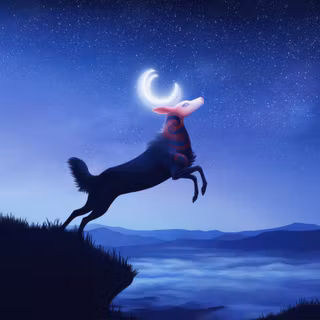 Deer Leaping Off A Cliff