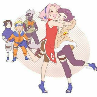 Sakura is happy to see Hinata.