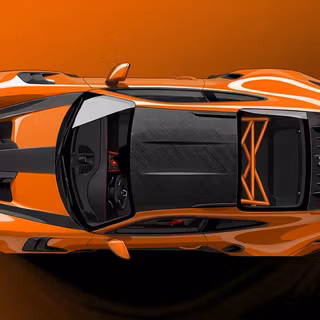 Top-Down Porsche 911 GT3 RS Supercar Illustration - A detailed overhead top-down digital render of a high-performance Porsche 911 GT3 RS featuring signature exposed carbon fiber bonnet stripes, carbon roof, visible interior roll cage, and large rear wing GT spoiler.