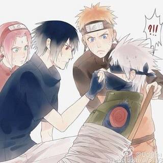 When Naruto, Sakura, and Sasuke are ready to remove Kakashi-sensei's mask to see his face