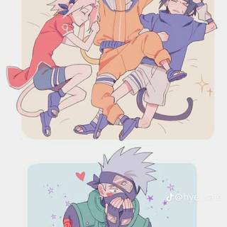 That is how Kakashi sees Naruto, Sakura, and Sasuke asleep.