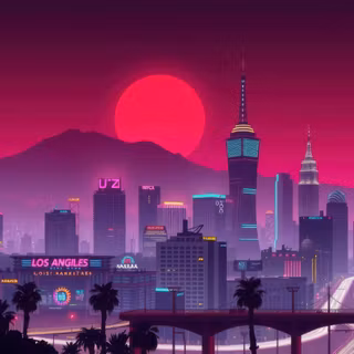 The Dystopian Retro Future Skyline Of Los Angeles