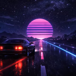 80s Retro Car Road Midnight Chase
