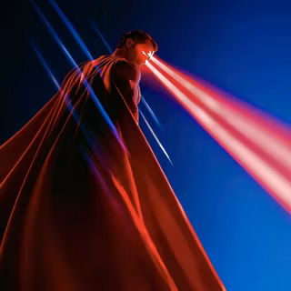 Superman Caped Hero Flight Over The City