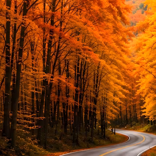 forest, road, tree