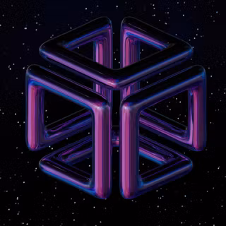 3D Abstract Glass Cube In Space