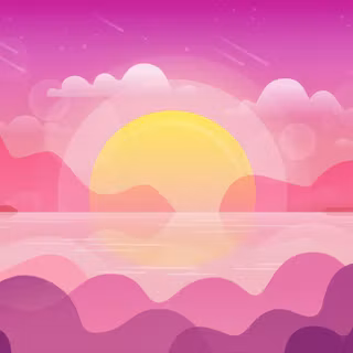 Magenta Pink Sunset Reflection