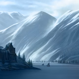 Snowy Mountain Castle With Viking Ships Ac Valhalla Style