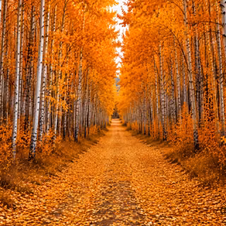 Orange Autumn Aspen Forest Path