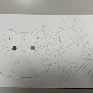 Drawing on paper hamster  
