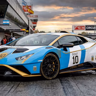 A Lionel Messi-colored Lamborghini Huracan STO