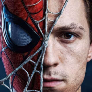 Spider-Man Half Mask Half Face Split Phone Wallpaper