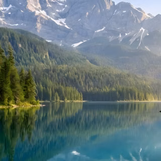lake, mountain, forest