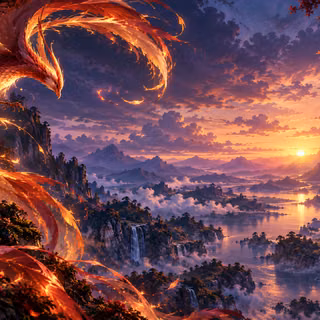 Golden Phoenix — Fantasy Landscape