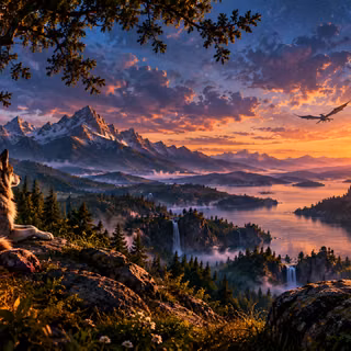 Sunset Valley — Wolf, Cat & Dragon