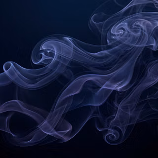 Fluid Ink Smoke Abstraction - A high-resolution 3D digital render featuring billowing plumes of vibrant acrylic ink expanding underwater, creating complex fluid dynamics, fine particle textures, and delicate swirling tendrils across a clean minimalist backdrop.