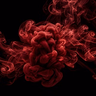 Fluid Ink Smoke Abstraction - A high-resolution 3D digital render featuring billowing plumes of vibrant acrylic ink expanding underwater, creating complex fluid dynamics, fine particle textures, and delicate swirling tendrils across a clean minimalist backdrop.