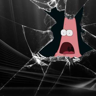 broken screen with Patrick star