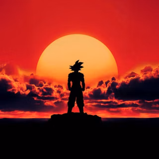 Goku with the sun set 