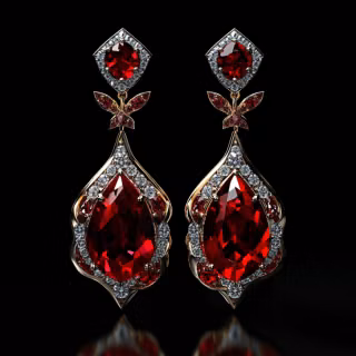  Ruby red diamond earrings   