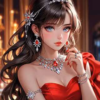 Beautiful Anime Princess Girl With Red Jewel Earrings And Golden Crown, Anime Princess, Fantasy Girl, Anime Girl Background Image And Wallpaper for Free Download