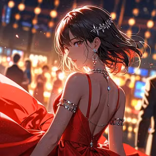 Elegant Anime Girl In Red Gown Ruby Jewelry Romantic And Luxurious Style, Anime Girls, Red Gown, Anime Background Image And Wallpaper for Free Download