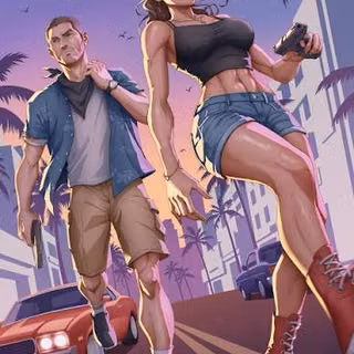 GTA 6 Jason and Lucia Neon Street Vibes Wallpaper 