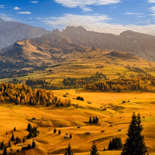 Autumn Landscape in the Dolomites, Italy Alpe di Siusi