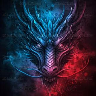 blue and red dragon 