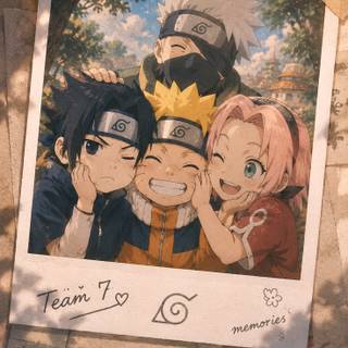 Team 7 Polaroid Wallpaper  | Cute Chibi Naruto, Sasuke, Sakura & Kakashi 4K