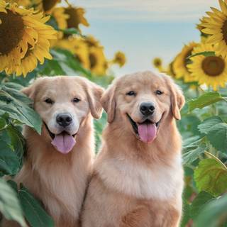 Fall Sunflower Golden Retriever Wallpaper