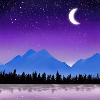 Purple Galaxy Mountains Cosmic Peaks Over The Lake