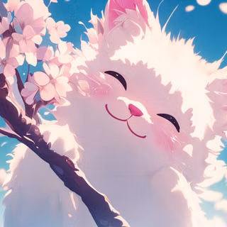 Kawaii Anime Cat Among Cherry Blossoms
