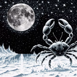 Snow Crab Under Moonlight
