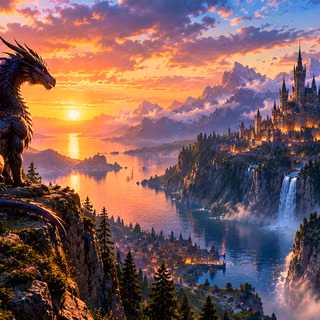 Dragon Sentinel Over the Enchanted Fjord
