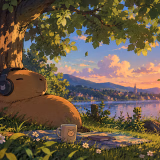 Chill Capybara by the Lake